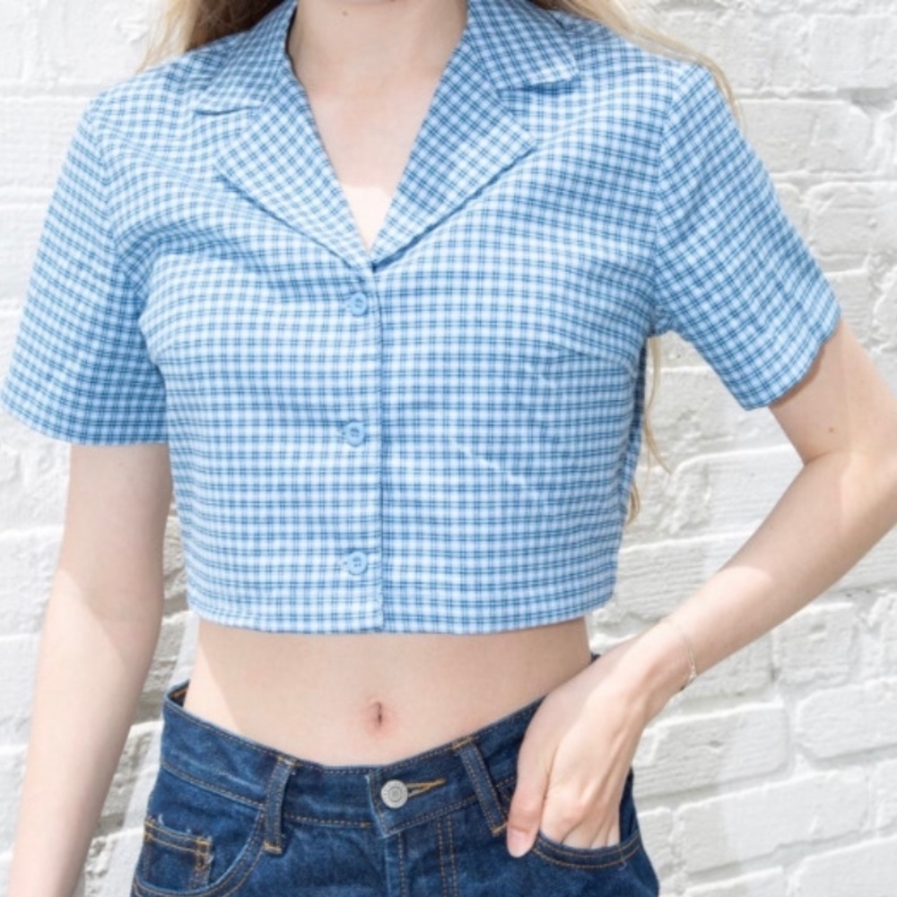 Brandy Melville Vivian top in checkered blue